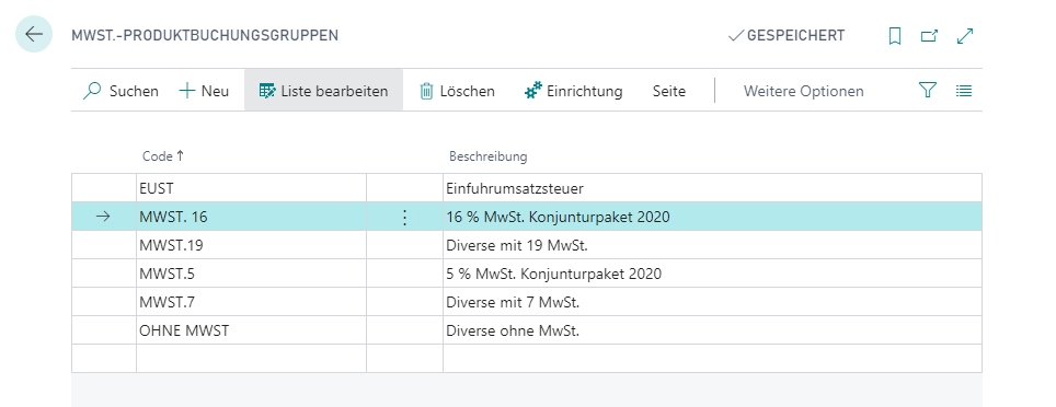 MwSt. Senkung Microsoft Dynamics 365 ERP System